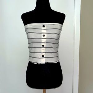 White and black striped tube top